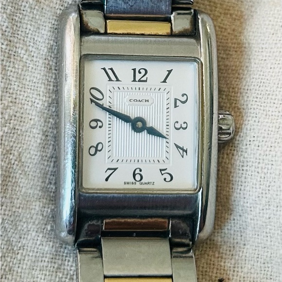 COACH Two Tone W502B Coach Operation Quartz Watch Square Unisex - Picture 2 of 4